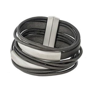 Leather and silver bracelet